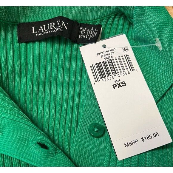 Lauren Ralph Lauren PXS Emerald Green Knit Bodycon Dress Pullover NWT $185 - Picture 4 of 6